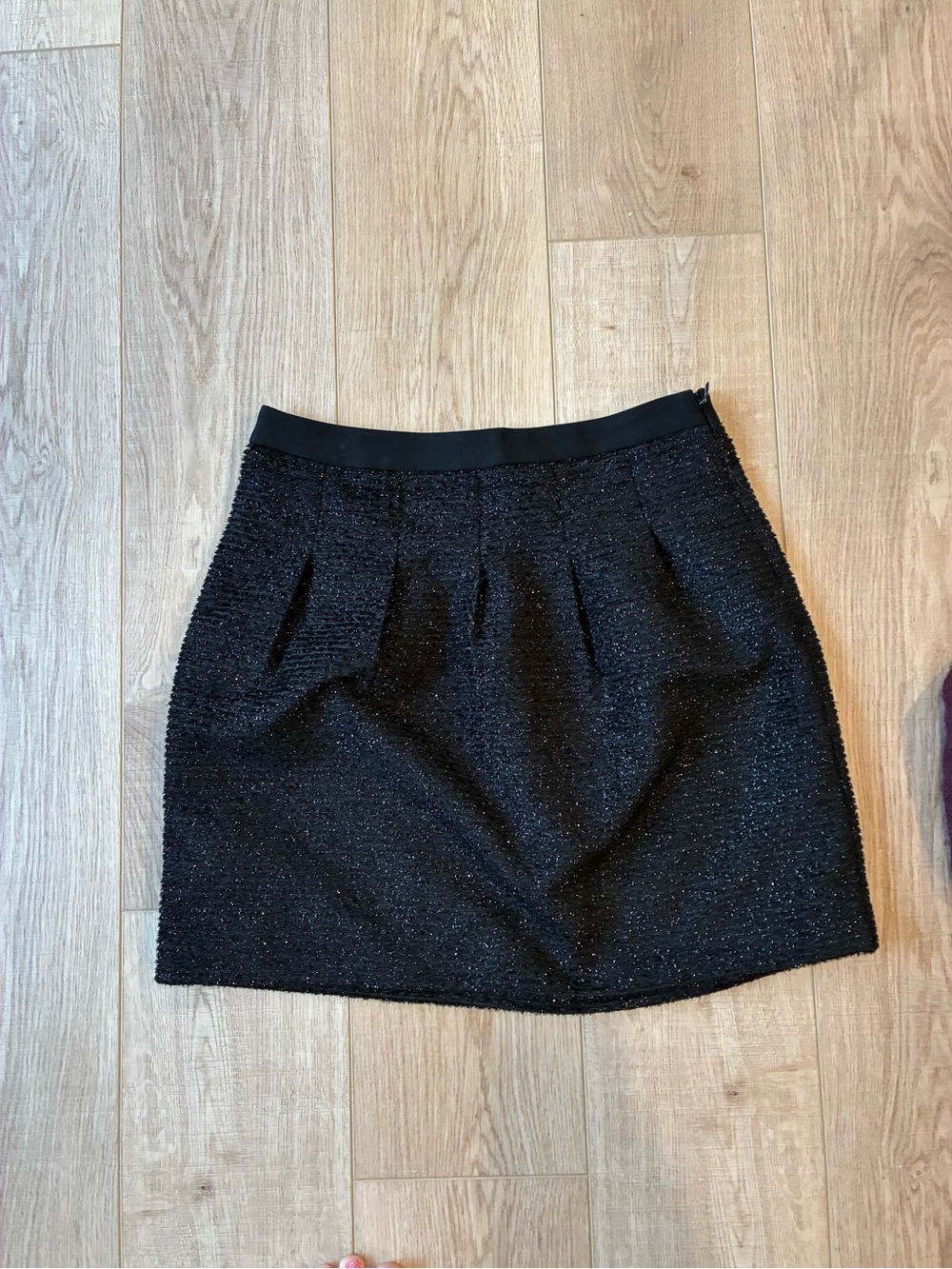 NWT Loft black sparkle mini skirt with pleats zip up dressy party size 6p